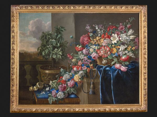 François Habert, "Corbeille de fleurs et oranger"
