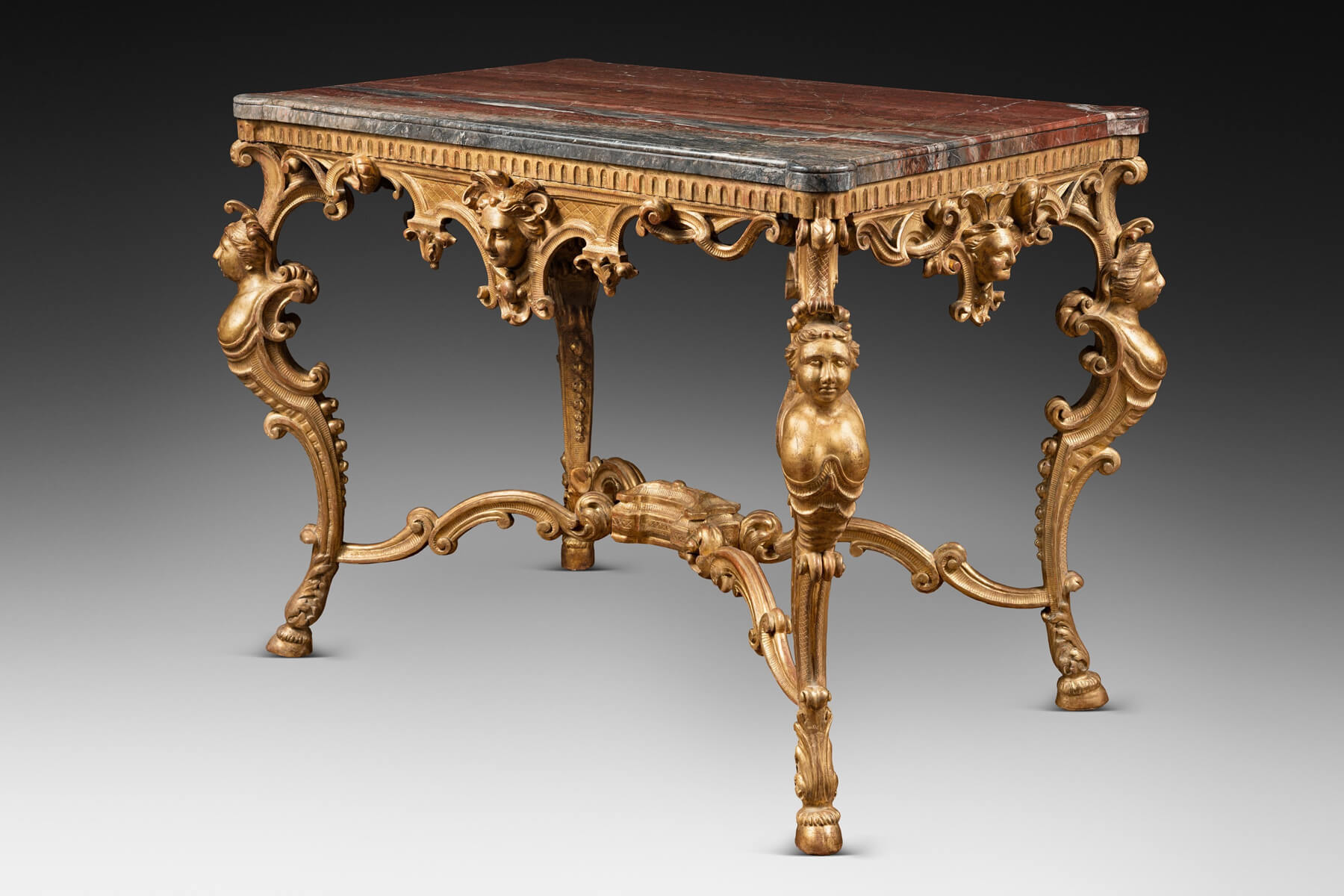 A Mid 18th Century gilt wood center-table
