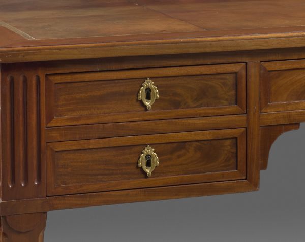 A Louis XVI mahogany bureau plat